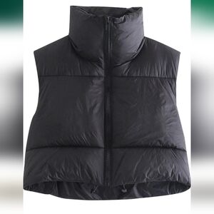 Black Cropped Down Vest